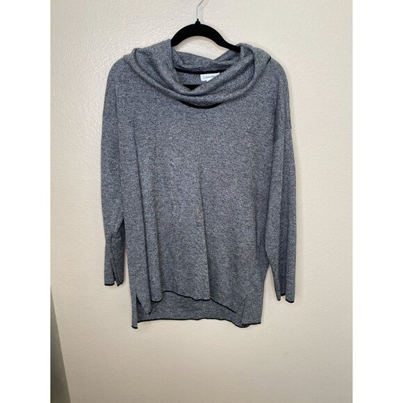 Calvin‎ Klein Womens Gray Cowl Neck Acrylic Sweater L Long Sleeve Lightweight - Picture 1 of 8
